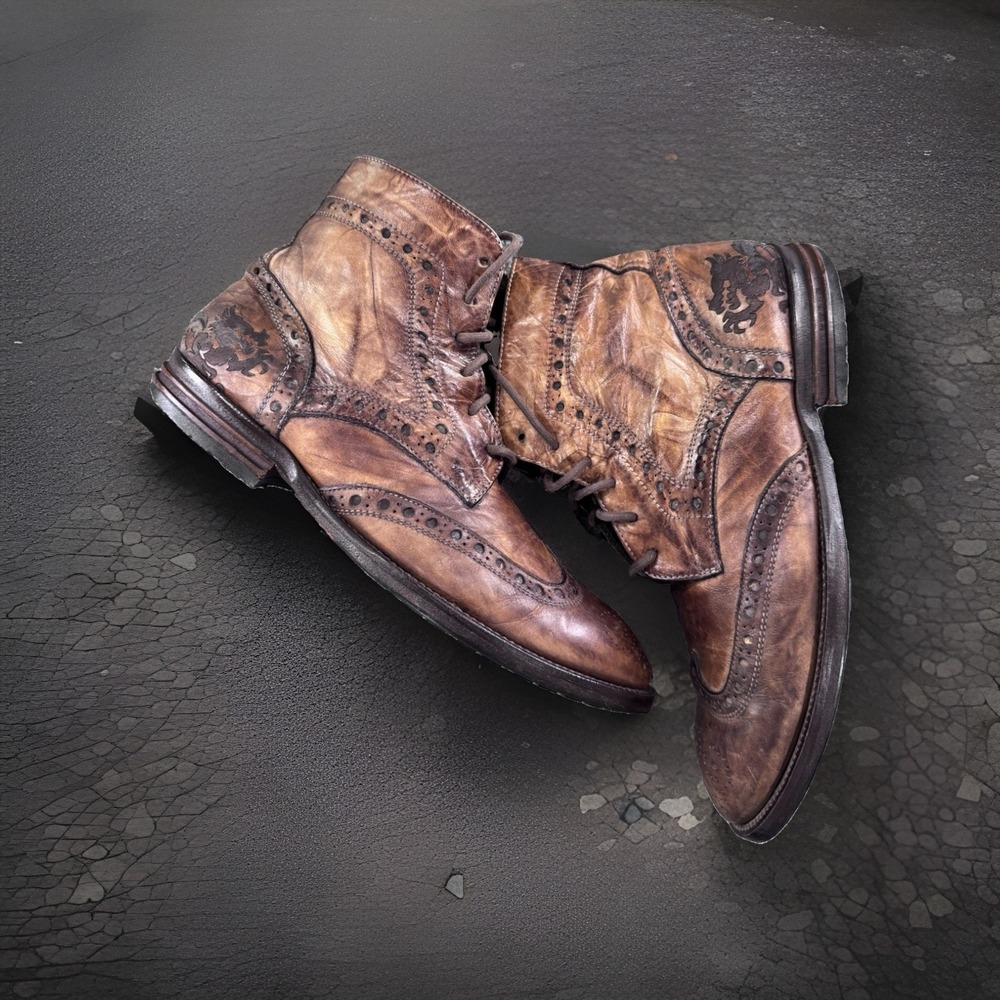 Mark Nason Made in Italy Kodi Dragon Wingtip Boots 67699 Size 8.5⁠UK 9.5US Y2K